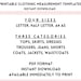 Printable Clothing Measurement Template | Reseller Measuring Record ...