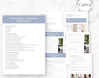 New Employee Training Checklist Template, New Hire Orientation, Welcome Packet, New Hire Onboarding, Editable Canva eBook template,