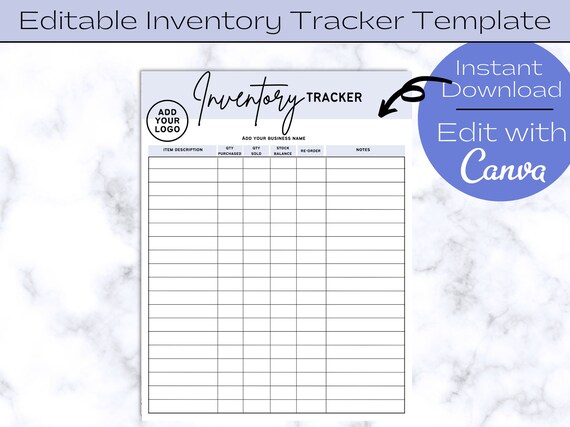 Editable Inventory Tracker Printable Business Inventory | Etsy