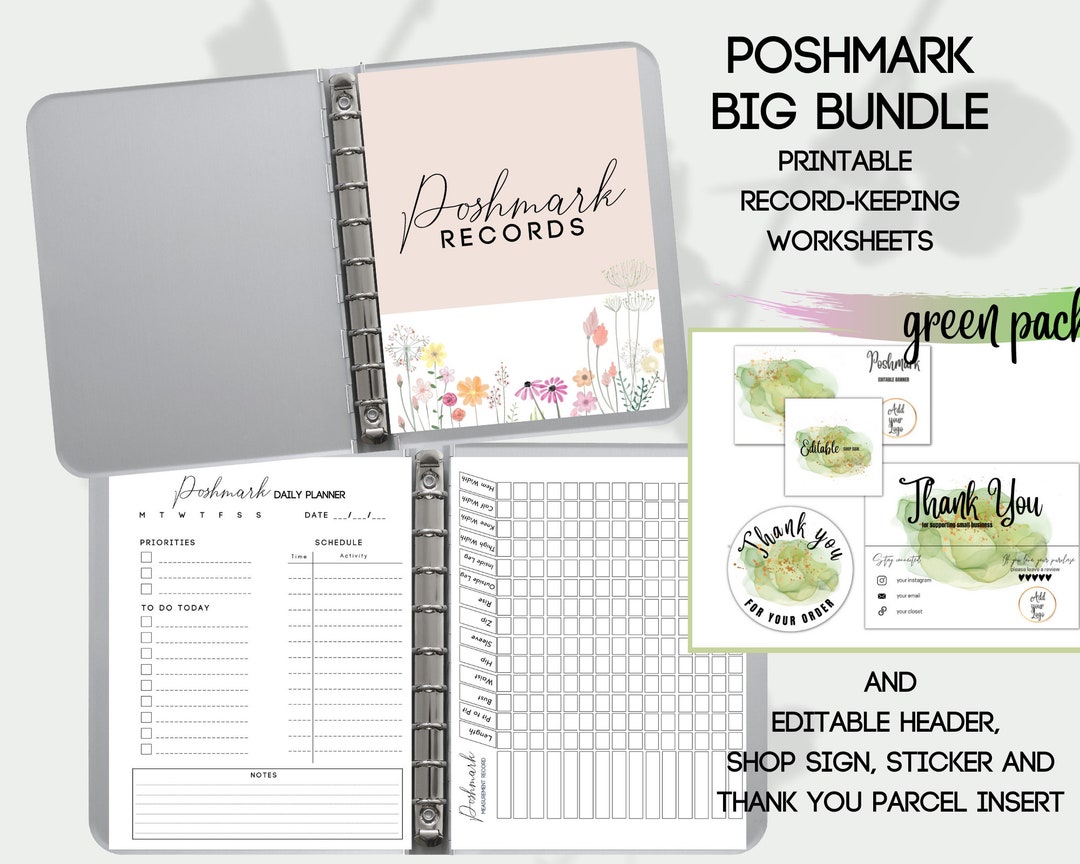 Poshmark Bundle | PDF Printable Record Sheets | Editable Closet Sign ...
