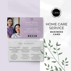 Caregiver Business Card, Home Care Service Business Card, Elderly Care Service Editable Card for Senior Health Care Support Business