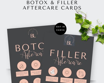 Botox Aftercare Card, Filler After Care Card, Aesthetic Botox Aftercare Card Design Templates, Beauty Salon Treatment Aftercare, Canva
