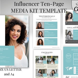 10 Page Media Kit Influencer Canva Template, Influencer Rate Card, UGC Media Kit, Instagram Influencer Media Pack