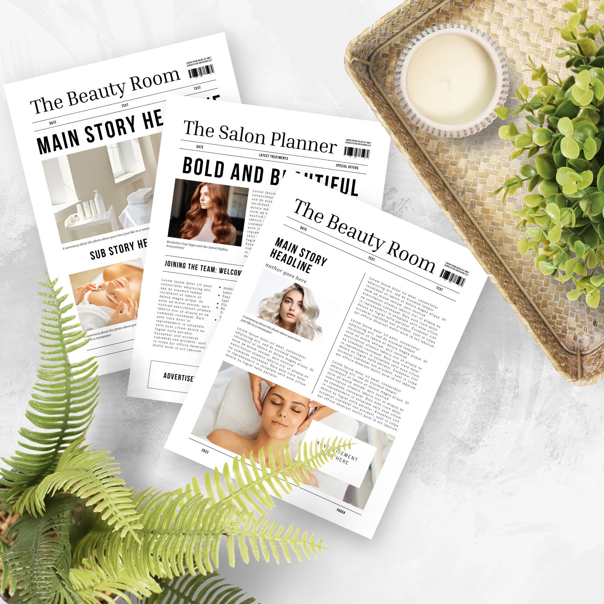 Editable Newspaper Template for Beauty Salon Promo Newsletter ...