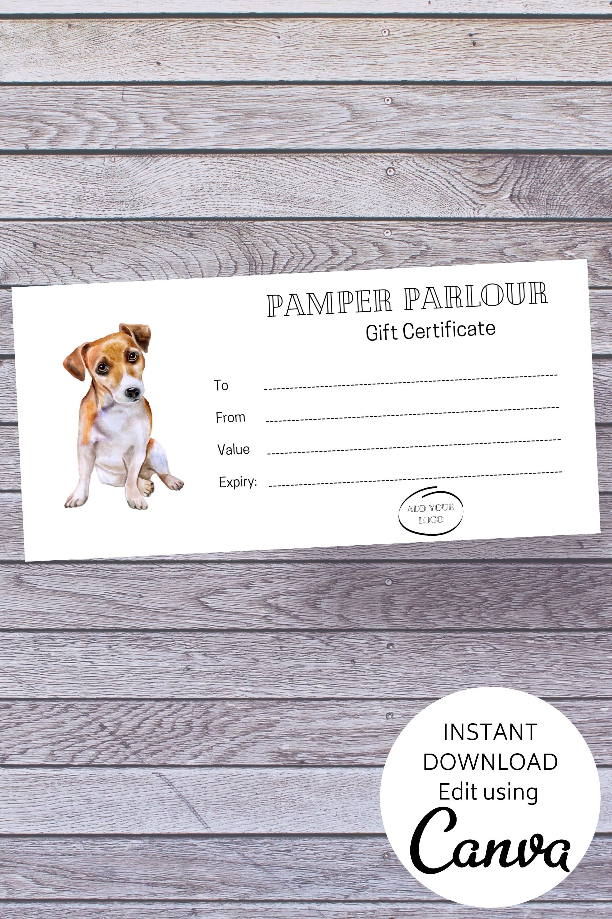 Gift Certificate Template Dog Grooming DIY Gift Voucher For Small 