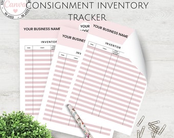 Consignment Store Inventory Tracker, Editable Reseller Consignment Inventory Log Template, Canva Template