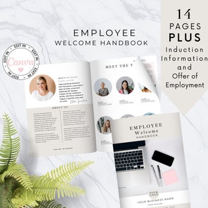 Employment Welcome Package Template, HR Checklist for Small Business, Employee Handbook,  Onboarding Canva Template