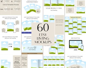 Mockups för e-böcker, mallar och utskrivbara material som säljs på ETSY, Canva mockup-mallar, dra-och-släpp-mockups, säljare av digitala nedladdningar på Etsy