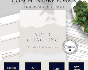 Business Coaching Intake Forms and Client Resource Pack, Client Welcome Packet Template,  Onboarding Forms Canva Template