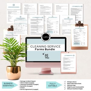 Editable Cleaning Business Forms Pack, Cleaning Service Template Bundle, Client Intake Form, Cleaning Service Agreement, Cleaner Checklists