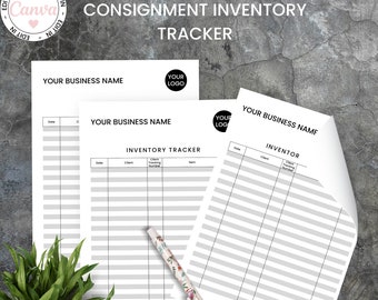 Consignment Store Inventory Tracker, Editable Reseller Consignment Inventory Log Template, Canva Template