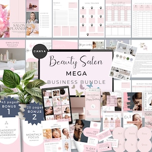 Beauty Salon Planner and Business Templates Pack, Instagram, Employee Onboarding, Canva Templates for Beauty, Nails, Hair, Estheticians
