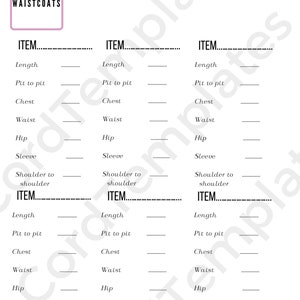 Poshmark Printable Templates | Record of Measurements| Reseller ...