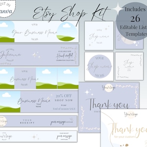 Etsy Shop Branding Kit Canva, Purple Etsy Listing Templates, Store Banners, Headers and Shop Icons Bundle