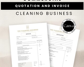 Commercial Cleaning Service Quotation and Invoice Forms, Editable Cleaning Proposal / Price Templates, Add your logo Canva Business Template