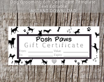 Editable Gift Certificate Template Dog Grooming, Dog Walking, Dog ...