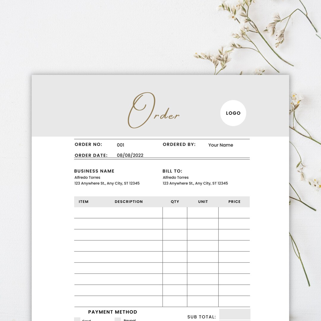 Custom Order Form Canva Template for Small Business, Editable Purchase ...