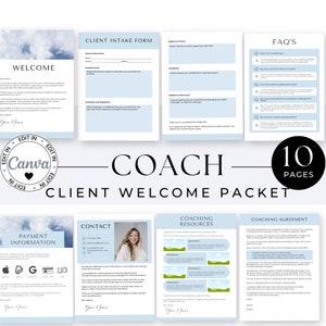 Client Welcome Packet Template, Coaching Intake Forms, Onboard Forms Canva Template