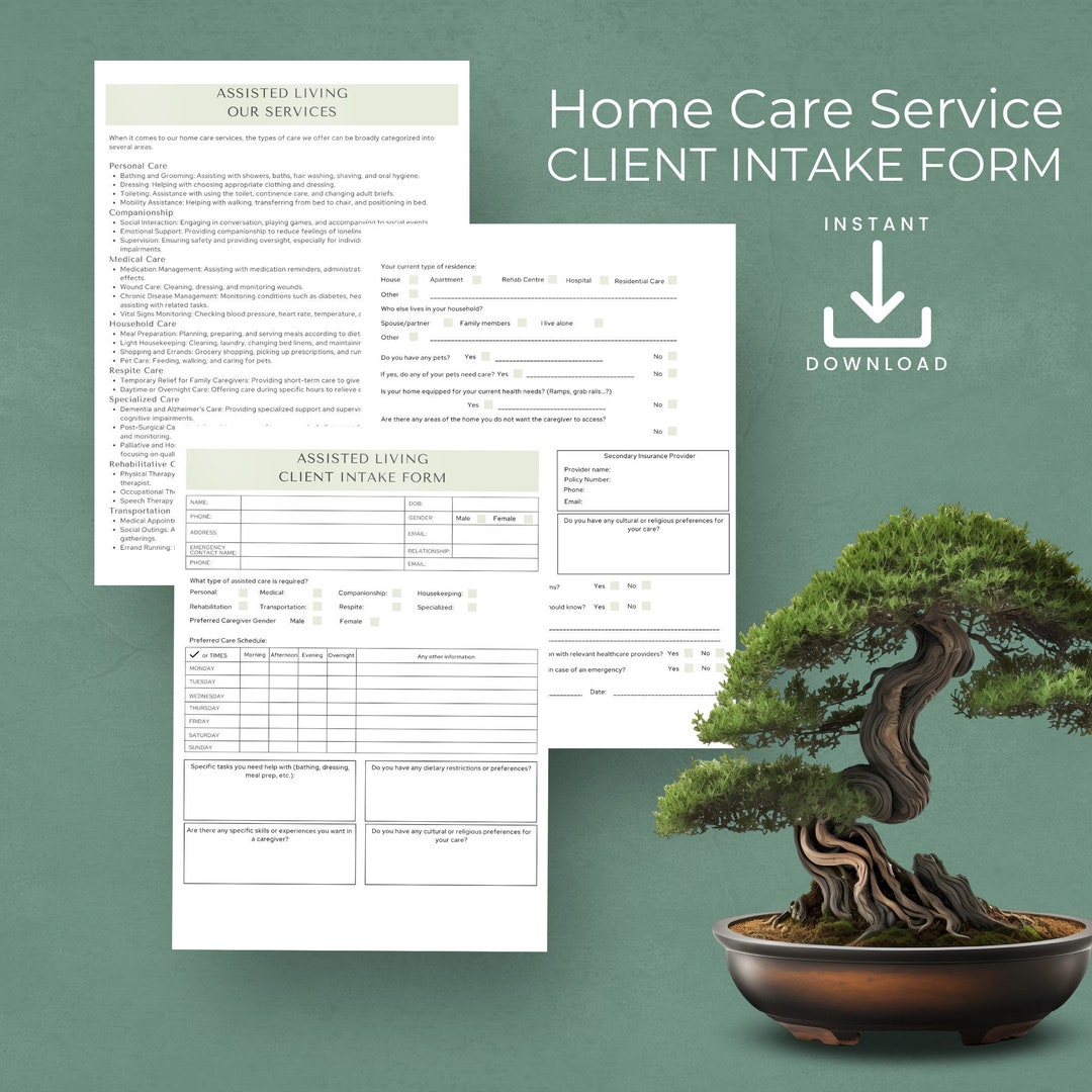 Home Care Service Client Intake Form, Assisted Living Assessment Form ...