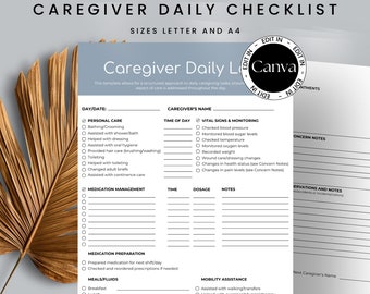 Tägliche Checkliste für die Altenpflege, bearbeitbares druckbares Datenblatt für Pflegekräfte, Schichtumstellung, Kontinuität der Pflegeform, unterstütztes Wohnform