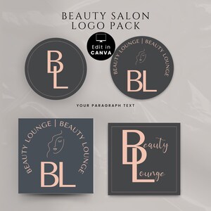 Beauty Salon Logo Set, Nail Tech Logo, Lash Tech Logo, Canva Logo Template, Premade Boutique Logo Design, Branding  for Small Business