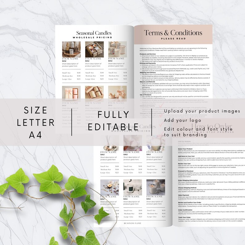 Candle Price List Template, Wholesale Catalogue Template, 13 Page