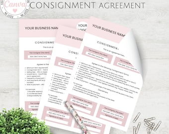 Consignment Store Agreement, Editable Reseller Consignment Terms Template, Canva Template, Consignment Shop Contract, Add your terms