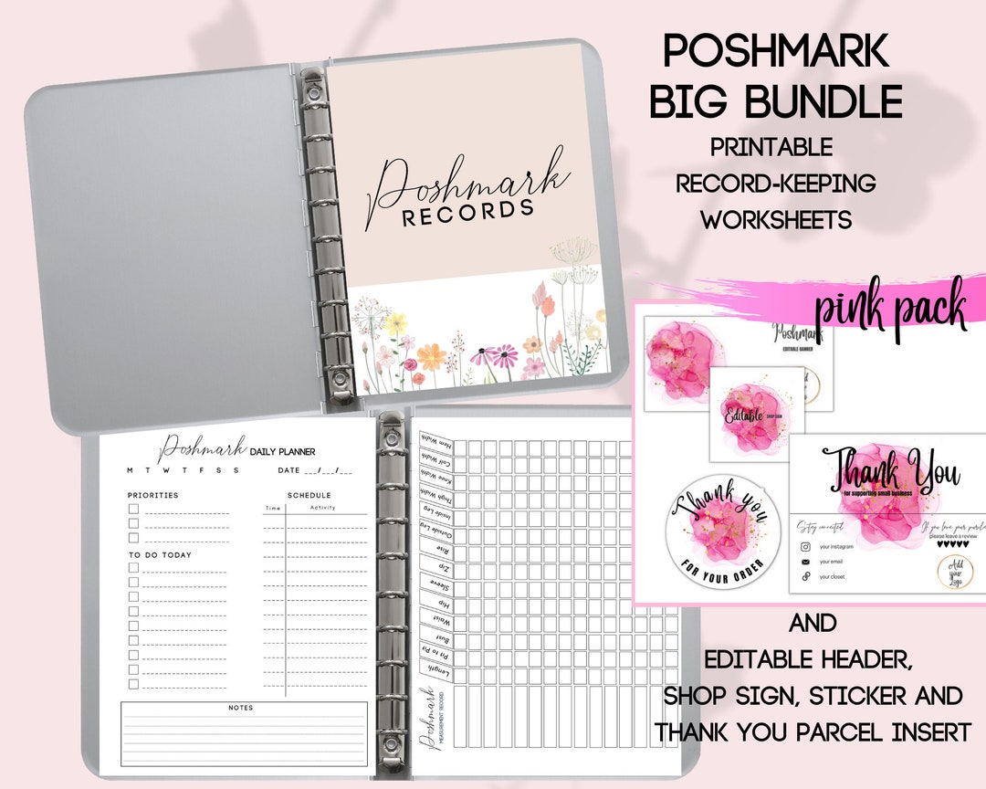 Poshmark Label Example Poshmark Reseller Bundle | PDF Printable Record Sheets | Editable ...