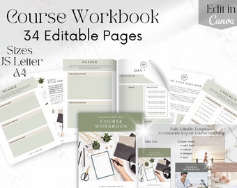Plantilla de libro de trabajo de curso en Canva: edita, personaliza y personaliza el libro de trabajo del entrenador para clientes. Plantilla de libro de trabajo con imán principal.
