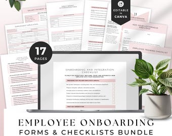 New Employee Onboarding Template Bundle, New Hire Forms, Welcome Packet, Employee Onboarding, HR Starter Forms Pack, Canva Editable