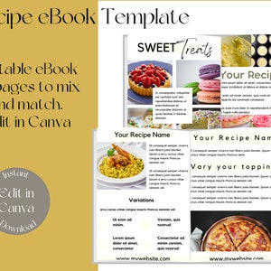 Recipe Book Template for Canva, Recipe Cookbook Template, Canva Template