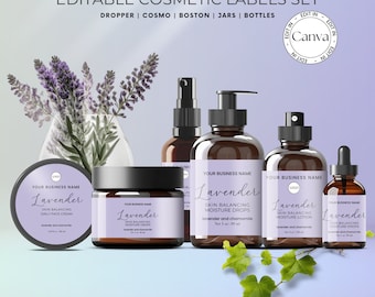 Cosmetic Bottle Labels Templates, Body Care Labels for Beauty Branding, Body Butter Label, Soap Label, Essential Oil Sticker Branding