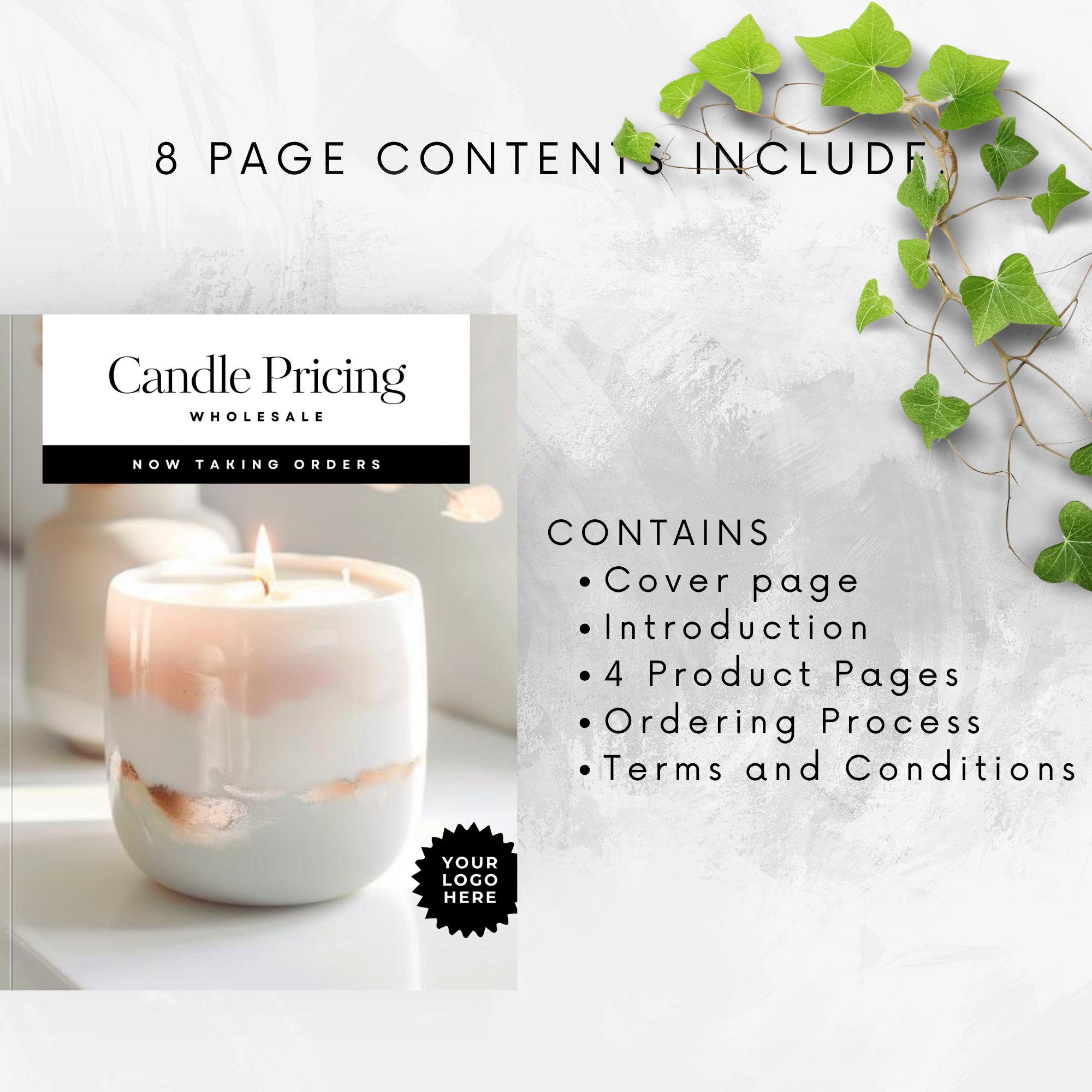 Candle Price List Template, Wholesale Catalogue Template, 13 Page ...