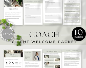 Client Welcome Packet Template, Coaching Intake Forms, Onboard Forms Canva Template