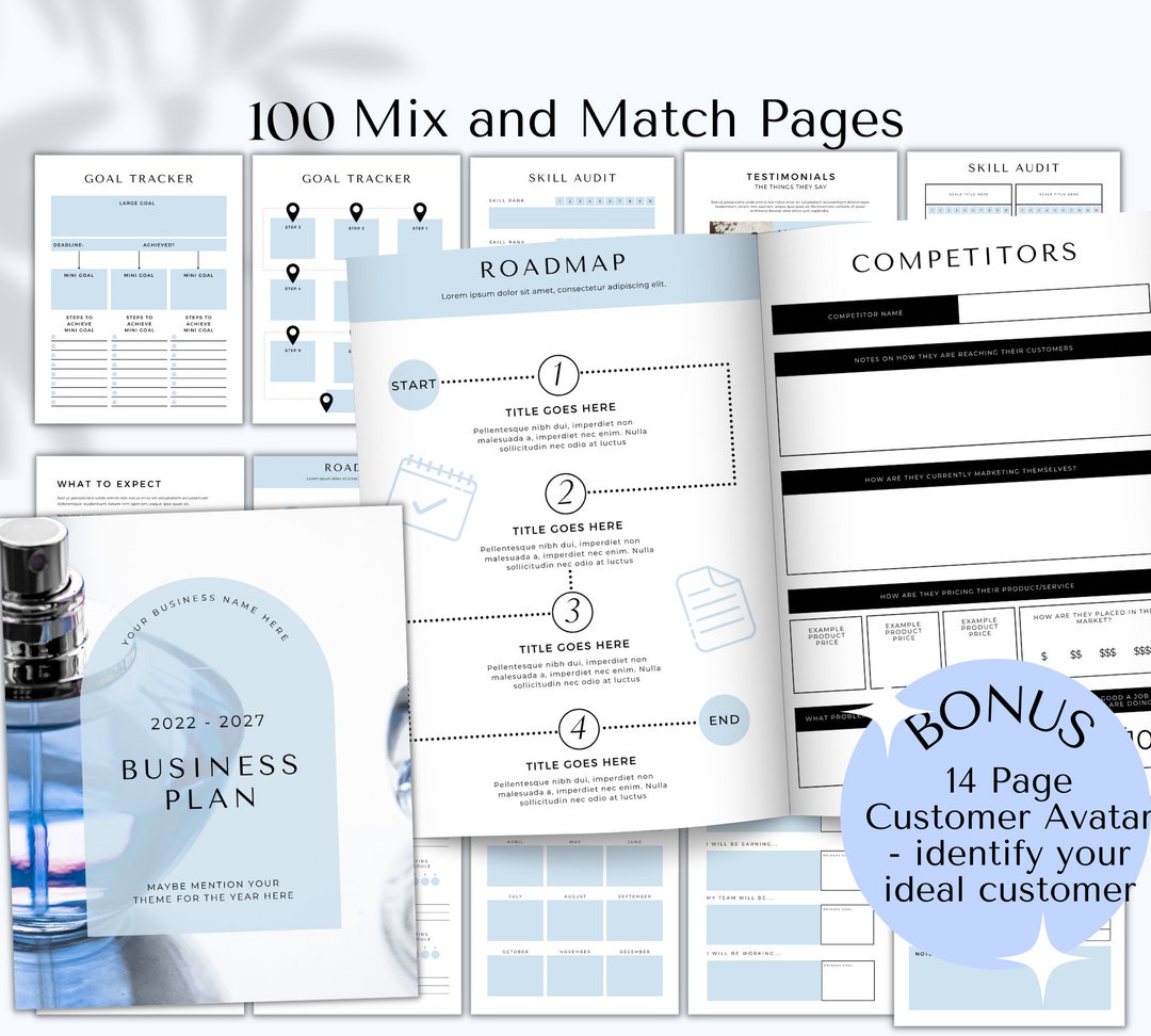 Blue Editable Coach Business Plan Canva Template, 100 Page Life ...