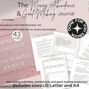 Money Abundance Guided Journal, Coach Lead Magnet, Financial Goal-Setting Canva Template, Manifestation and Mindset, Freebie Email Capture