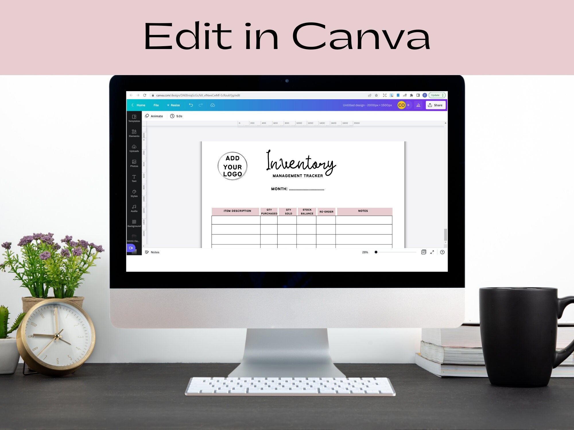 Editable Inventory Tracker, Printable Business Inventory Record ...