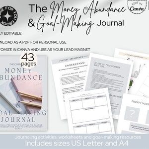 Money Abundance Guided Journal, Coach Lead Magnet, Financial Goal-Setting Canva Template, Manifestation and Mindset, Freebie Email Capture