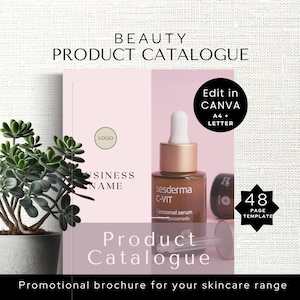 Beauty Product Catalogue, Skincare Promotional Brochure, Advertise Skincare Collection, Business Product Magazine,Editable Canva Template