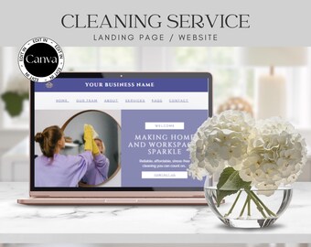 Cleaning Business Website Canva, Residential and Commercial Cleaning Landing Page, Canva Editable Web Page professional cleaner, housekeeper