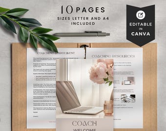 Client Welcome Packet Template, Coaching Intake Forms, Onboard Forms Canva Template