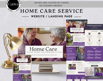 Canva Home Health Care Service Website, Caregiver Business Web Page / Landing Page, Care Services Web Page, Assisted Living, Elderly Care
