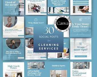 Cleaning Business Social Media Post Templates, Fully Editable Commercial and Domestic Cleaning Business Templates, Agency Marketing