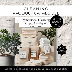 Cleaning Supply Catalogue & Line Sheet, Wholesale Cleaning Services and Product Sales Brochure,  Wholesale Price List, Canva Template