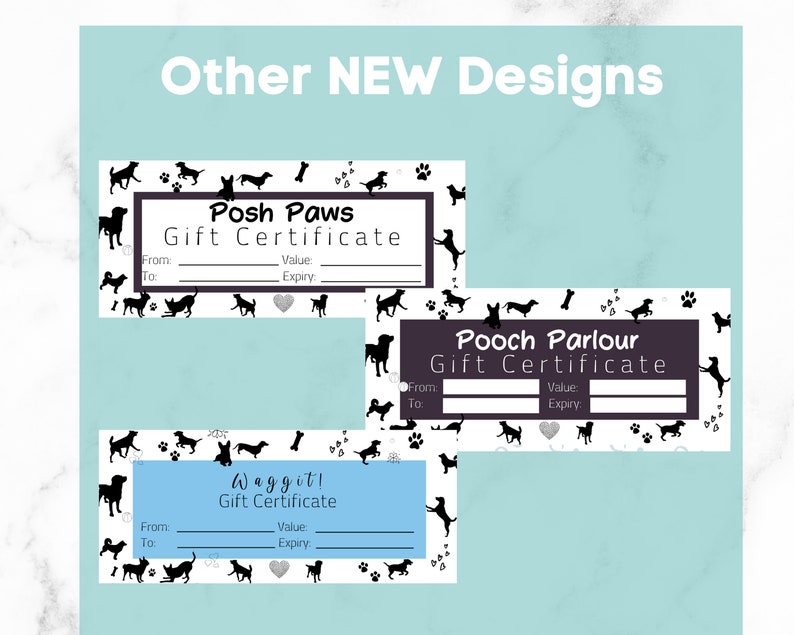 gift certificate template dog grooming diy gift voucher for etsy
