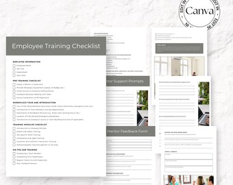 New Employee Training Checklist Template, New Hire Orientation, Welcome Packet, New Hire Onboarding, Editable Canva eBook template,