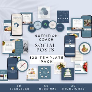 Nutrition Coach Instagram Post Templates, Wellness Coach Social Media Posts and Highlights, Health and Wellbeing Canva Social Templates