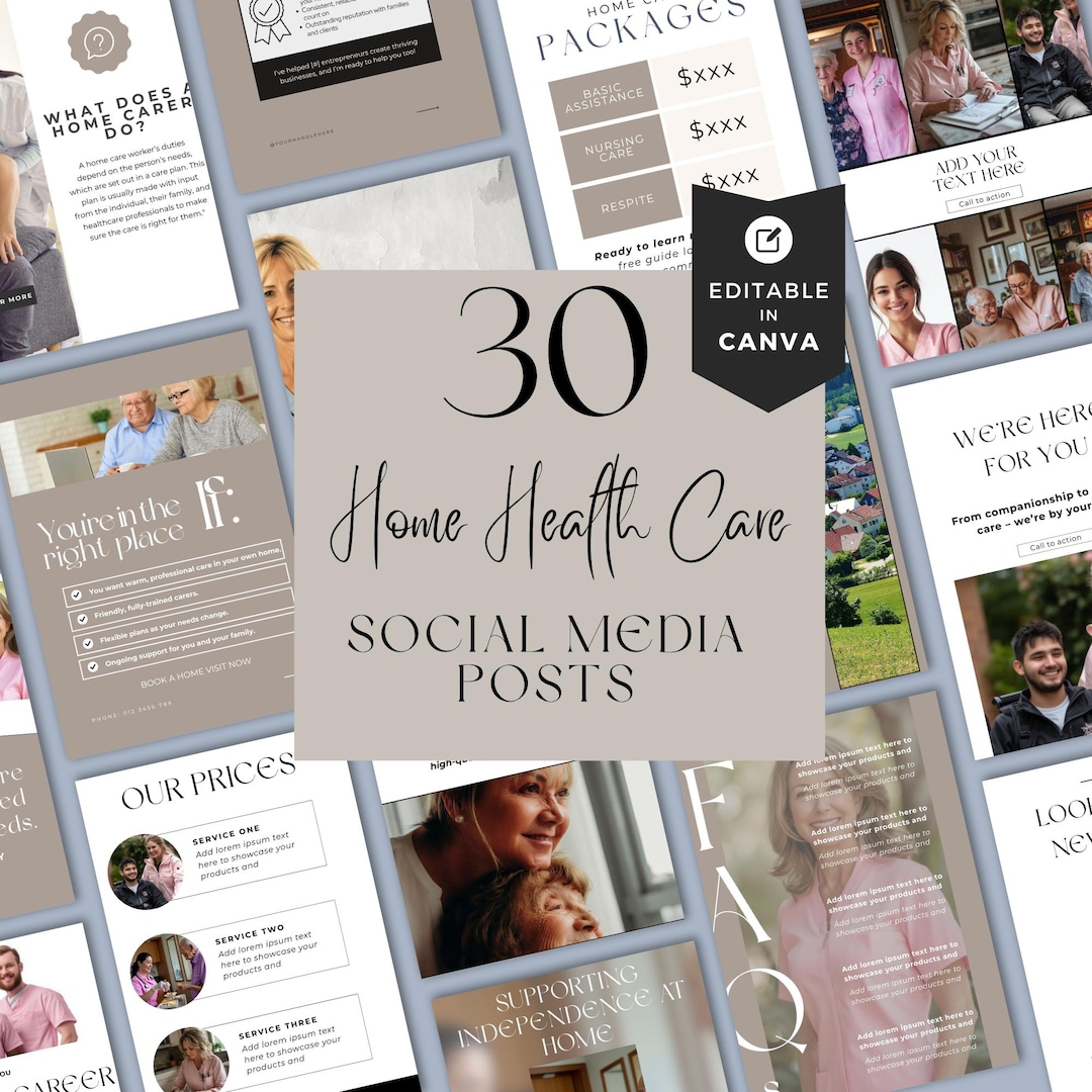 Home Care Posts Editable Home Health Care Social Posts, Caregiver Service Instagram ...