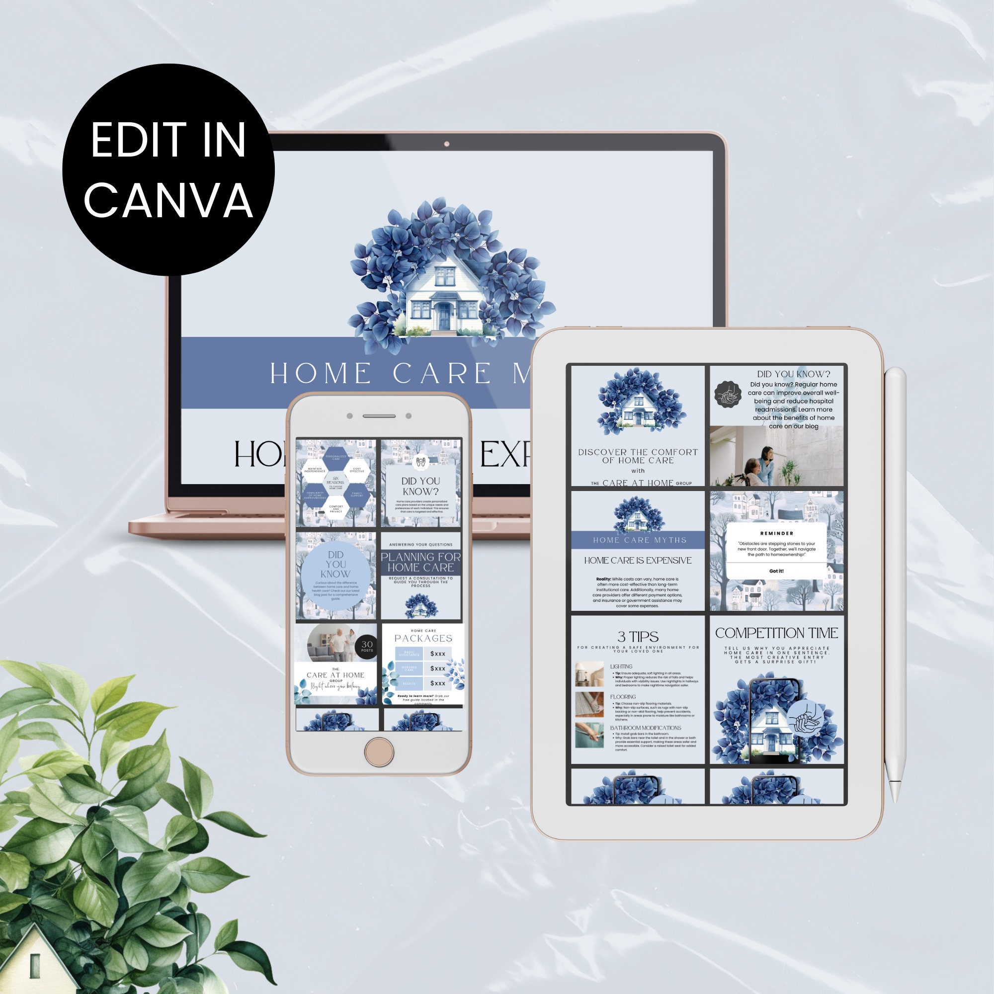 Home Care Posts Home Care Social Posts, Care Service Social Media Templates, Editable ...