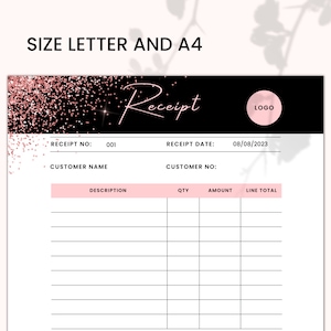 Editable Business Sales Receipt Template, Customizable and Printable Business Template, Instant Download